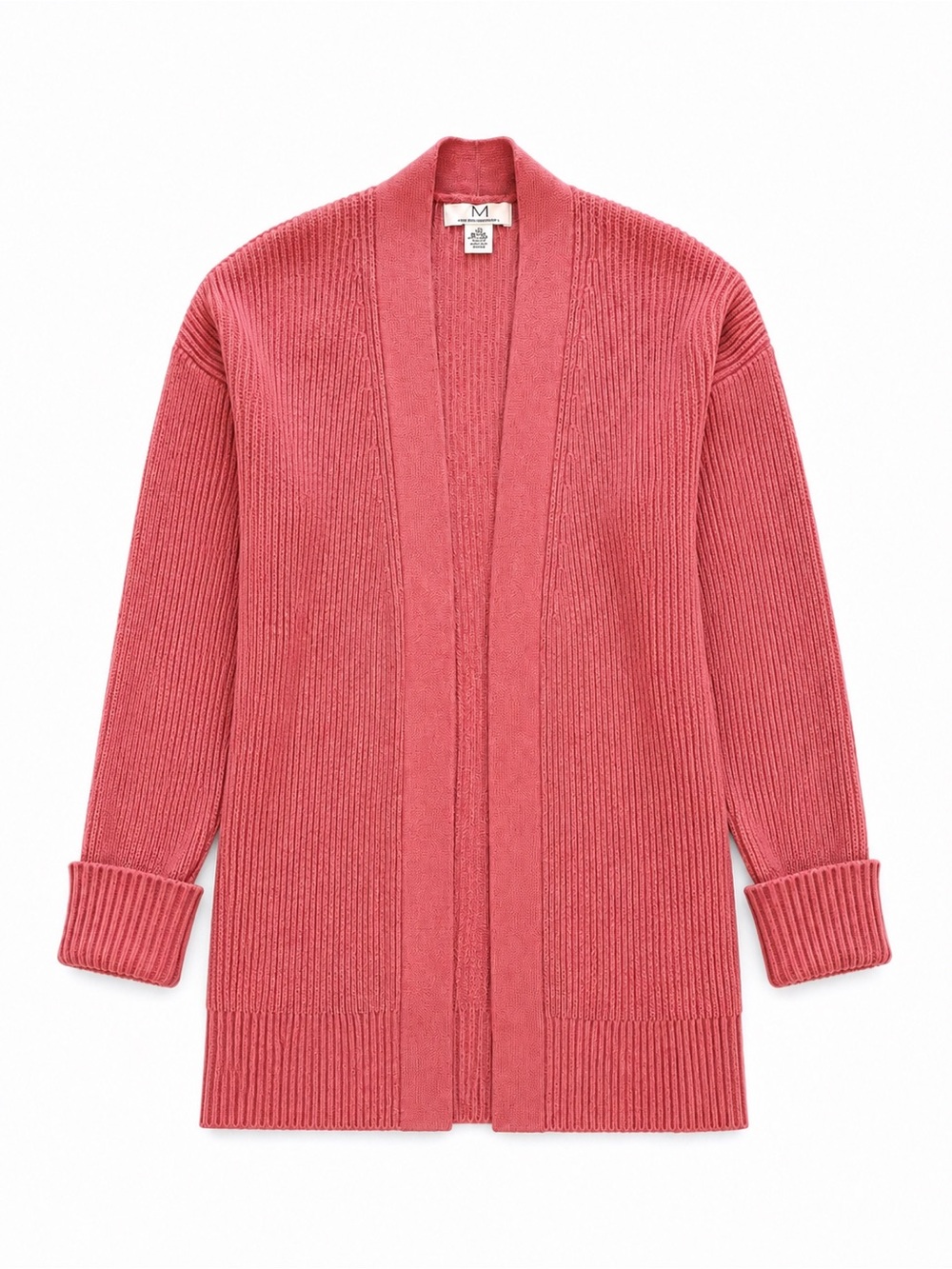 MAGASCHONI OPEN FRONT OVERSIZED KNIT CARDIGAN WOMENS XSMALL ROSE RELAXED COZY